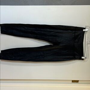 Santiny Black Faux Leather Leggings